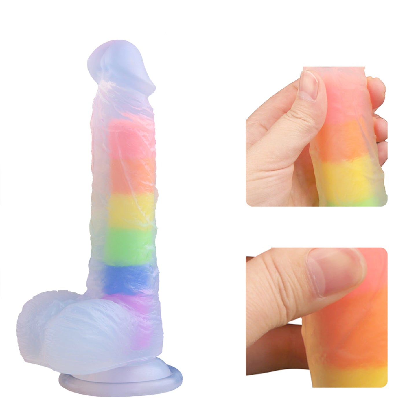 MAPARON ゼリー アナルプラグ ディルド 吸盤付き 凹凸あり 液体シリコン レインボーカラー 3.5cmx19.5cm - TaRiss's