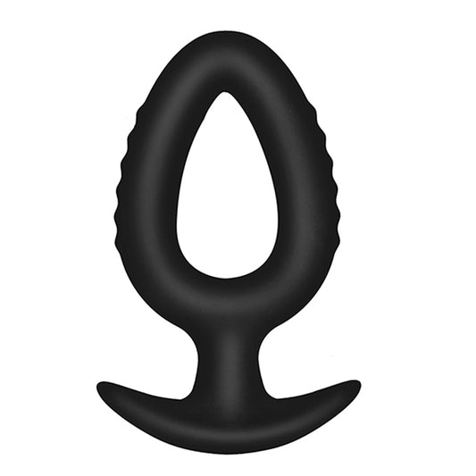 Tariss的空心型肛门插头肛门肛门扩展，带不均匀的锚型基座硅黑色