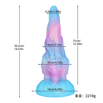 MinYn アナルプラグ アナル開発 石の山 鬼サイズ 凹凸あり 液体シリコン 吸盤付き 混色 二つのサイズ