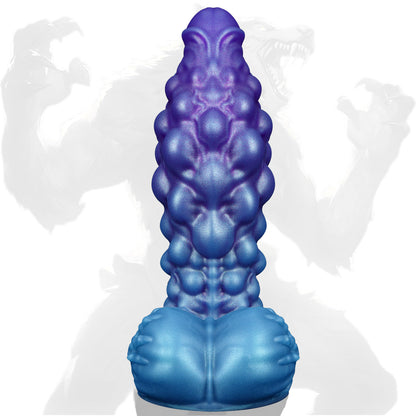 NIGHTLOOM 異形ディルド 結節突起密集 先端肥厚 生物風吸盤 紫青パールグラデ 液体シリコン Nightloom