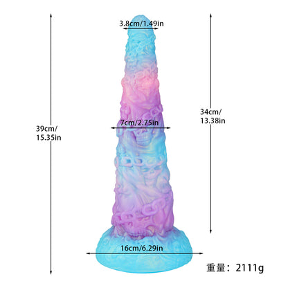 MinYn アナルプラグ アナル開発 幽魂鎖縛 鬼サイズ 凹凸あり 液体シリコン 吸盤付き 混色 - TaRiss`s