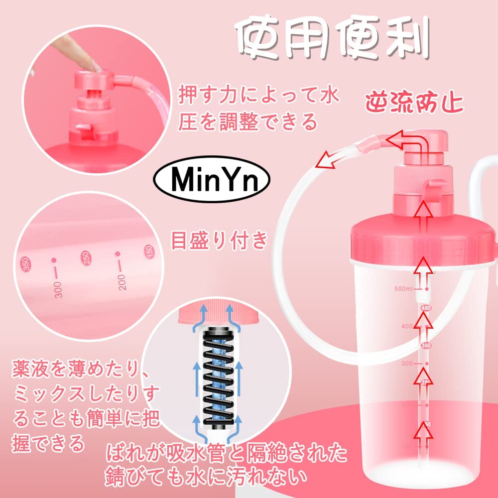 MinYn 7点セット 洗浄器 五つのノズル 12穴 PVC製 500ml - TaRiss`s