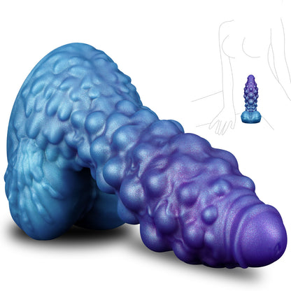 NIGHTLOOM 異形ディルド 結節突起密集 先端肥厚 生物風吸盤 紫青パールグラデ 液体シリコン Nightloom