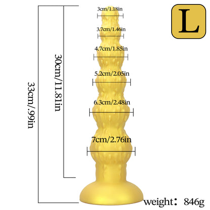MinYn おたまじゃくし 6連結ビーズ アナルプラグ 液体シリコン 吸盤付き