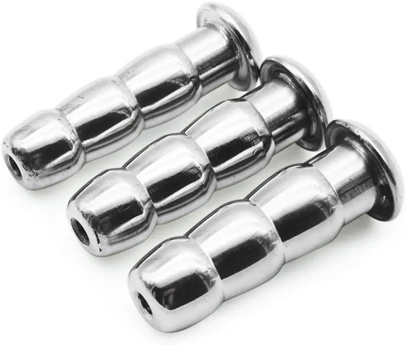 MAPARON 3点セット 通貫尿道プラグ 尿道責め 尿道拡張 3ビーズ形 金属 50mm 三つのサイズ 13mm 14mm 15mm 超上級者向け - TaRiss's