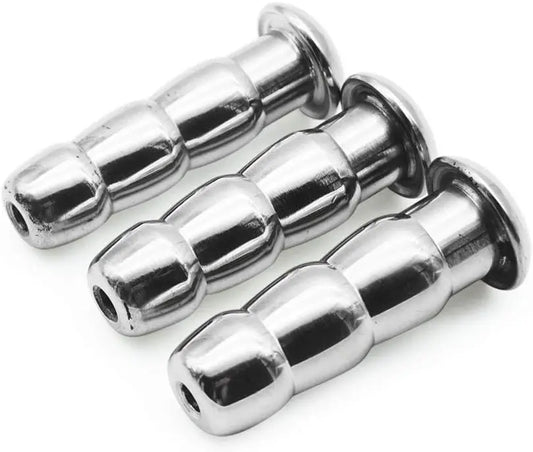 MAPARON 3点セット 通貫尿道プラグ 尿道責め 尿道拡張 3ビーズ形 金属 50mm 三つのサイズ 13mm 14mm 15mm 超上級者向け - TaRiss's
