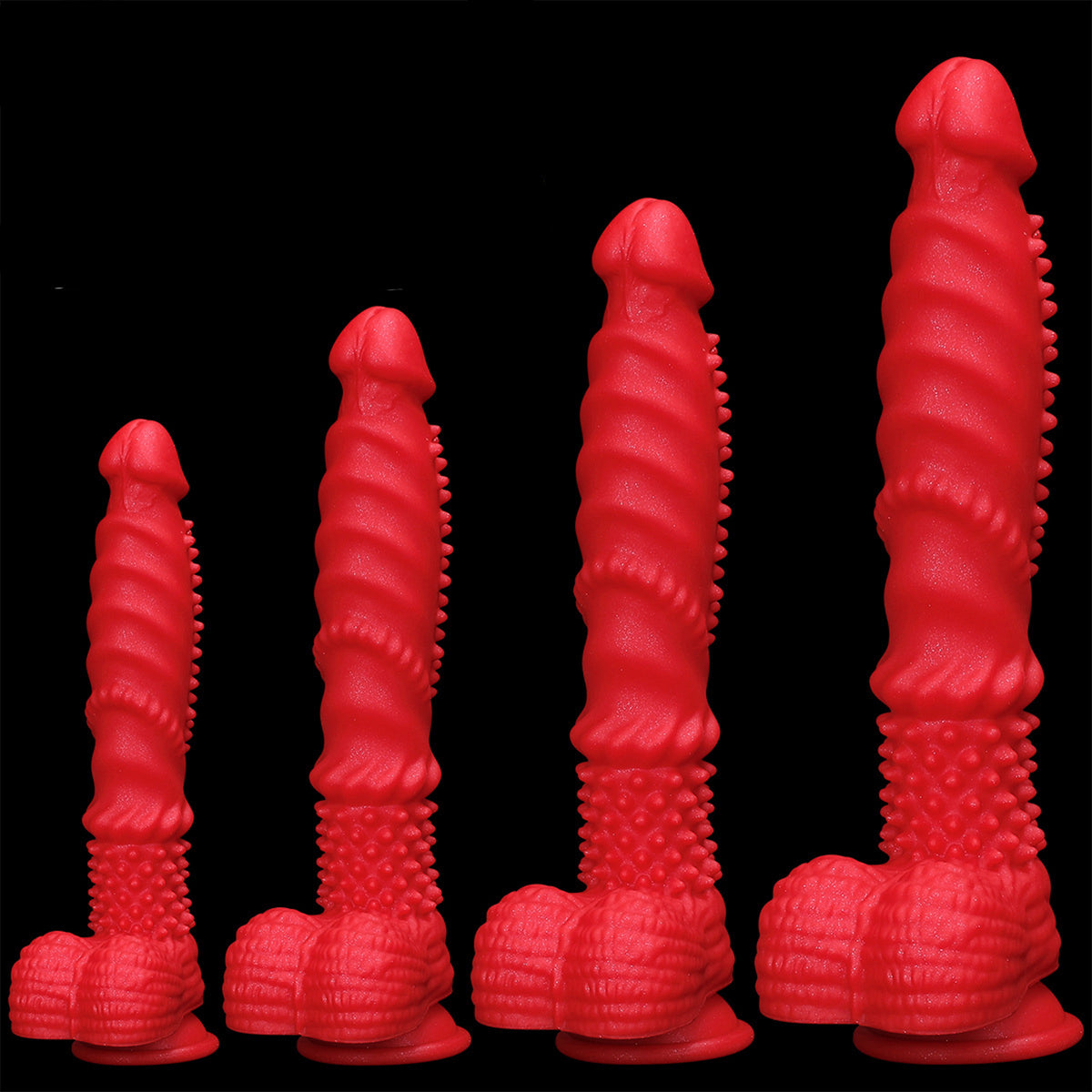 MinYn ディルド イボある アナルプラグ レッド 液体シリコン 吸盤付き MinYn