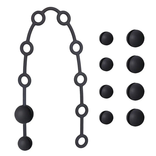 TaRiss's 11点セット 組み合わせ可能なアナルビーズ ビーズ10点付き 取り外し可能 ビーズの数調整可 アナルプラグ アナル開発 シリコン ブラック 3cm 4cm - TaRiss's