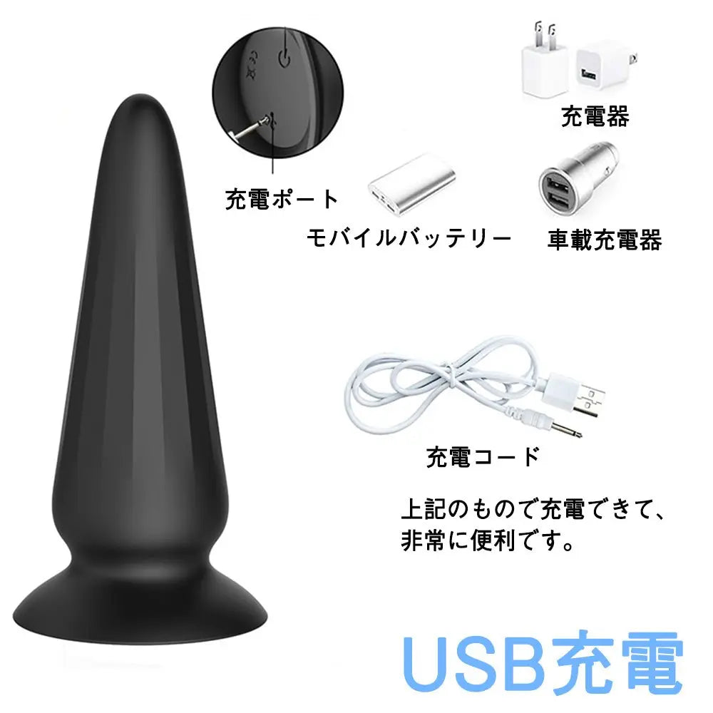 TaRiss's アナルバイブ バイブレータ アナルプラグ リモコン付き 10段階振動モード 吸盤台座 円錐形 シリコン - TaRiss's