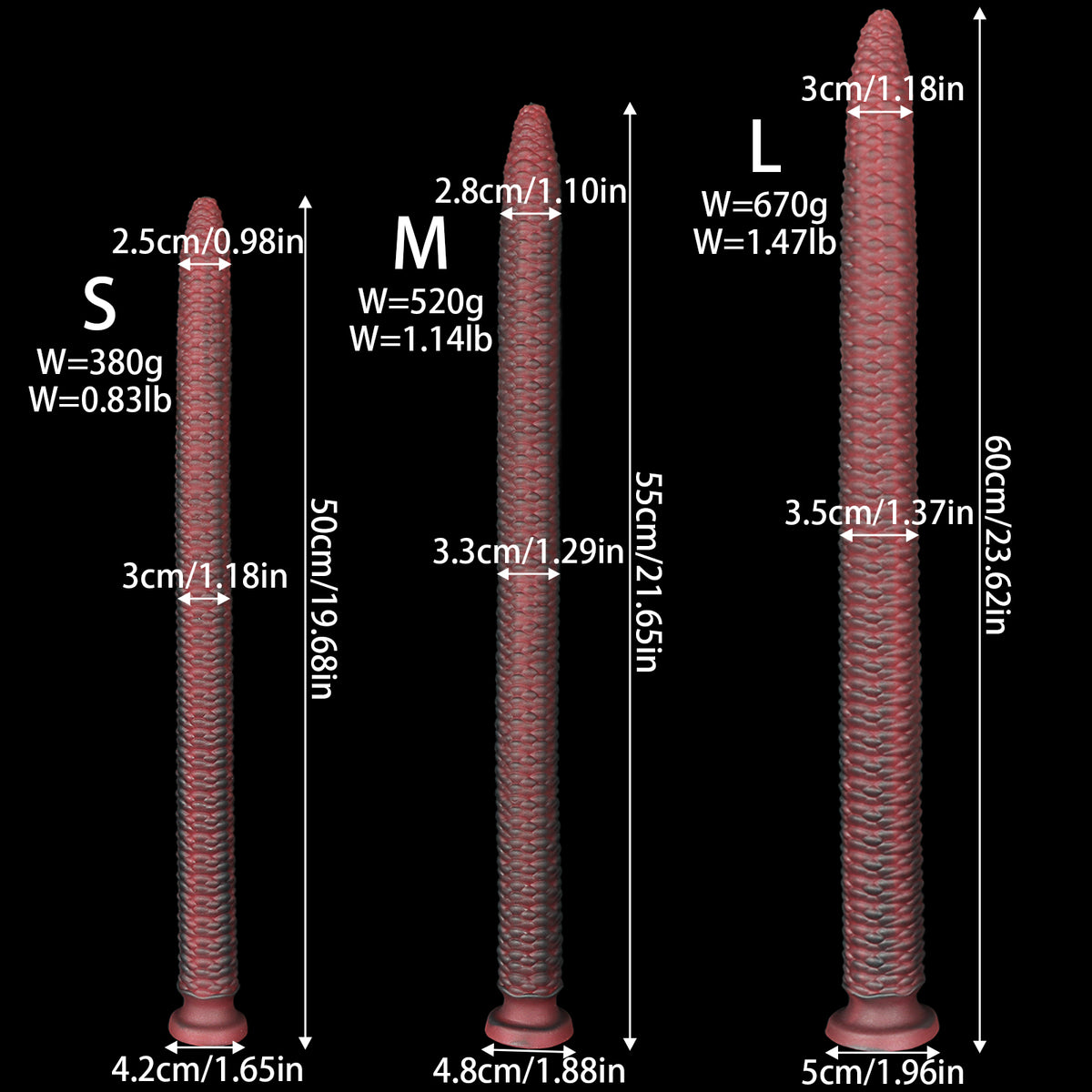 MinYn ウロコ アナルプラグ 液体シリコン 吸盤付き 混色仕様 最長60cm MinYn