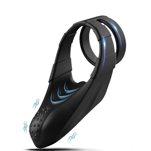 MAPARON 電動ペニスリング コックリング ダブルリング ペニス責め 10段階振動モード 多種用途 イボあり 男女共用 シリコン ブラック - TaRiss's