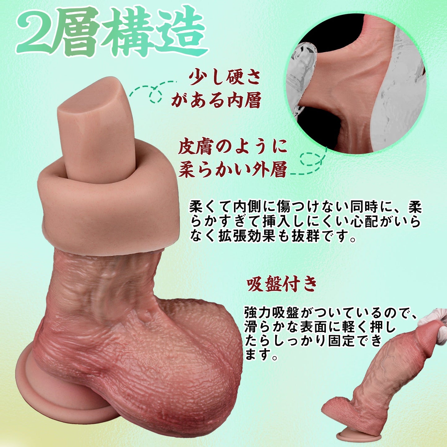 MAPARON ウィリアム ディルド アナルプラグ 凹凸あり 吸盤仕様 液体シリコン 2層構造 6.7x22cm - TaRiss's