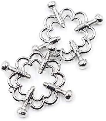 MAPARON ネジ式ステンレス製花形ニップルクリップ チェーン連結付の2個セット - TaRiss's