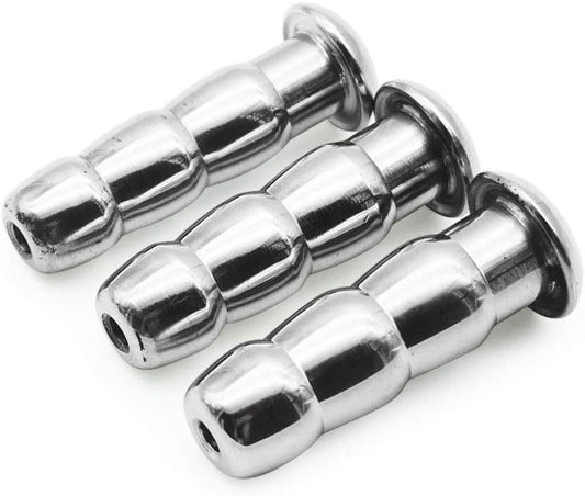 MAPARON 3点セット 通貫尿道プラグ 尿道責め 尿道拡張 3ビーズ形 金属 50mm 三つのサイズ 13mm 14mm 15mm 超上級者向け - TaRiss's