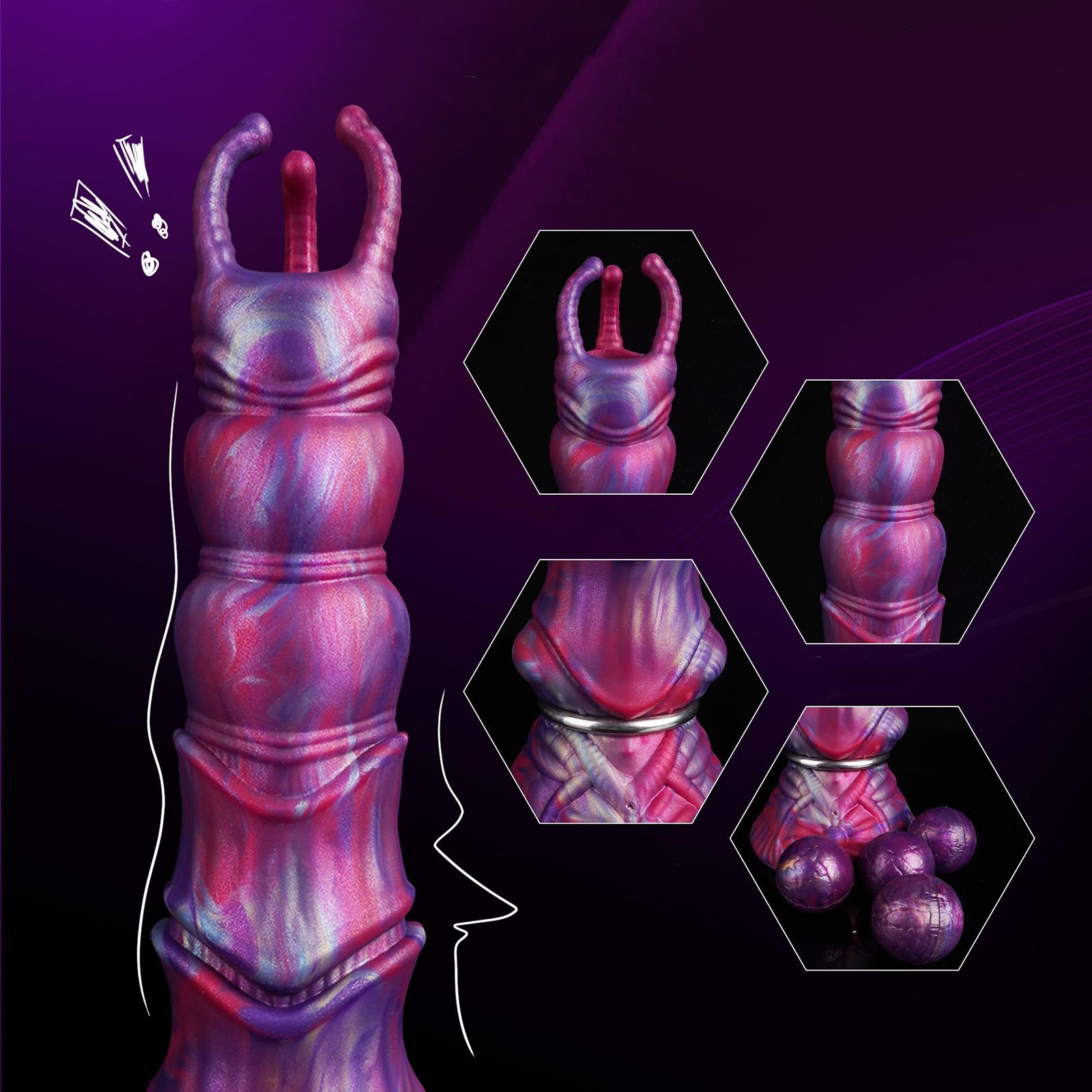 MAPARON サンラン器 アナル玉4点 インフレート式 アナルプラグ 混色仕様 パープル - TaRiss's