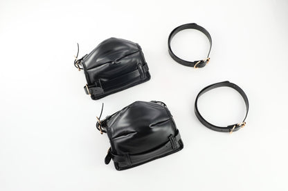 MAPARON ひざサポーター SM拘束具 PU 調整可能 ブラック - TaRiss's