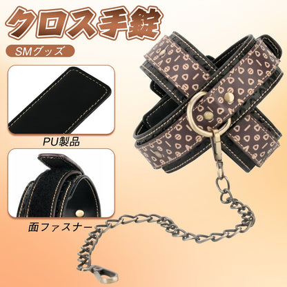 MAPARON クロス手錠 SMグッズ 手枷 PU製品 面ファスナー 簡単 - TaRiss's