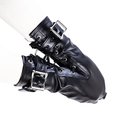 MAPARON 手枷 SM拘束具 手袋 PU 二つのサイズ 調整可能 ブラック - TaRiss's