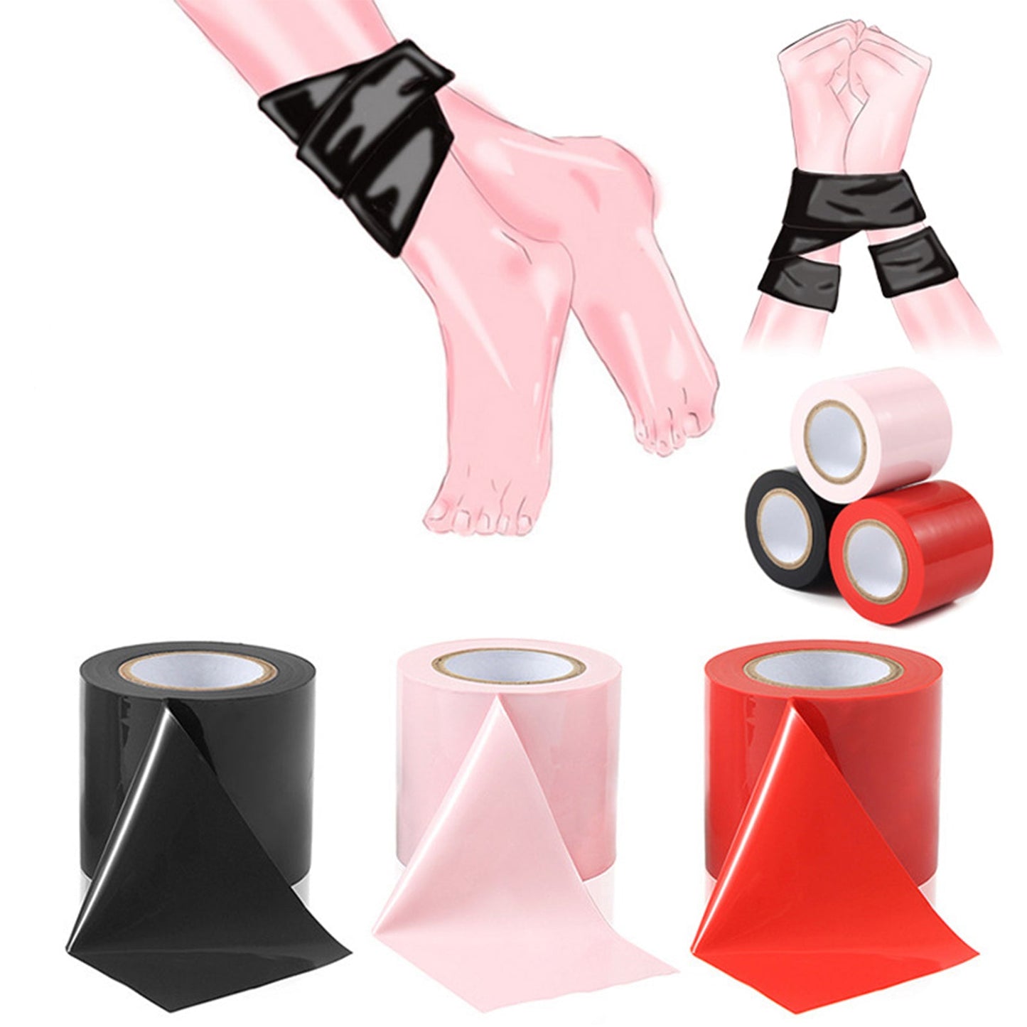 MAPARON ボンテージテープ 拘束テープ SMグッズ 非粘着 静電気 SM縛り PVC 男女兼用 16M 2個セット - TaRiss's