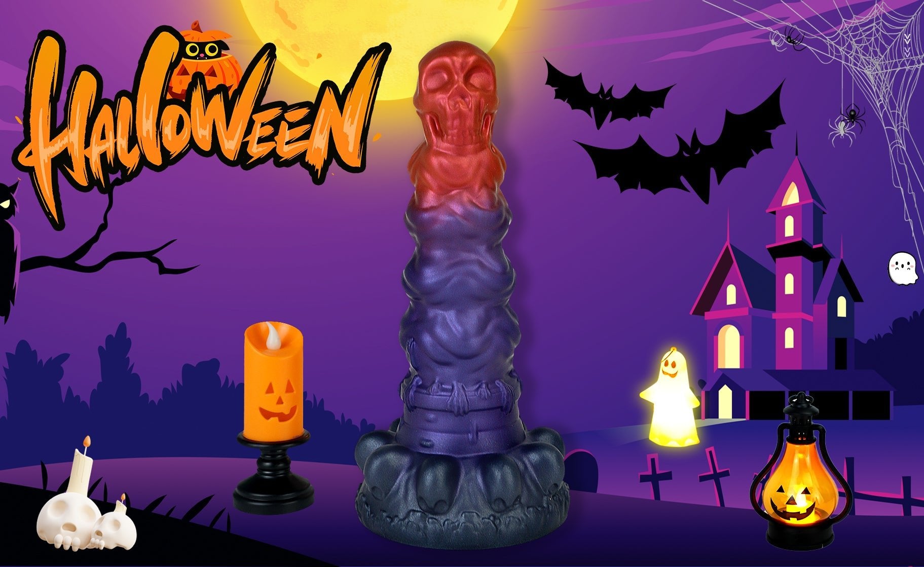 MinYn 頭蓋骨 悪霊の復活 アナルプラグ アナル開発 6連結ビーズ 吸盤付き 凹凸あり 液体シリコン - TaRiss's