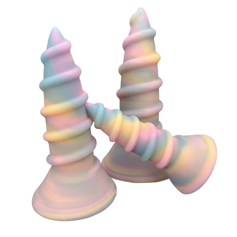 MinYn アナルプラグ ネジ山形 吸盤付き 液体シリコン 夜光仕様 三つのサイズ 「らせんの魅力」 - TaRiss's