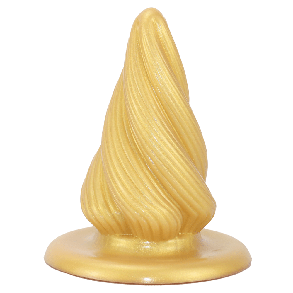 MinYn アナルプラグ ゴールド 凹凸あり 液体シリコン 吸盤付き 7.2x16cm - TaRiss's