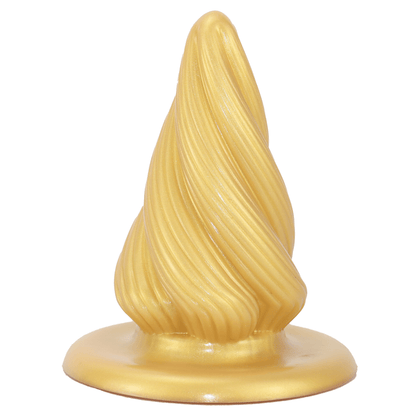 MinYn アナルプラグ ゴールド 凹凸あり 液体シリコン 吸盤付き 7.2x16cm - TaRiss's