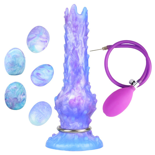 MinYn イソギンチャク サンラン器 8点セット アナル玉5点 インフレート式 アナルプラグ イボ付き ブルー - TaRiss's