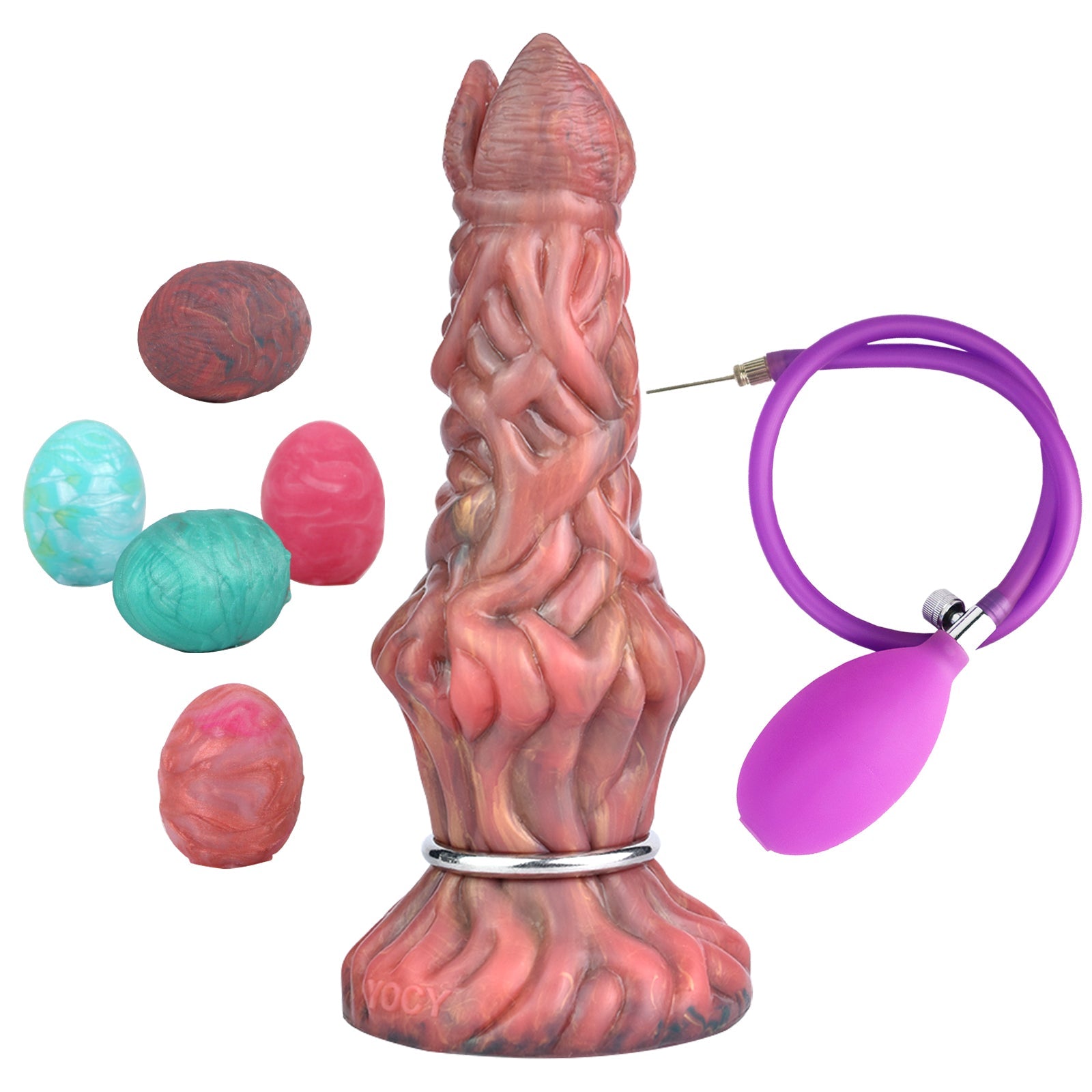 MinYn 8点セット サンラン器 アナル玉5点 インフレート式 アナルプラグ 茶色 - TaRiss's