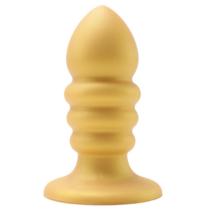 MinYn アナルプラグ 吸盤付き 凹凸あり アナル開発 液体シリコン 三つのサイズ ゴールド色 - TaRiss's
