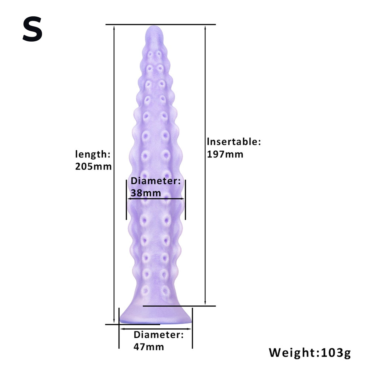 MinYn アナルプラグ 紫色 凹凸あり 触手 液体シリコン 吸盤付き - TaRiss's
