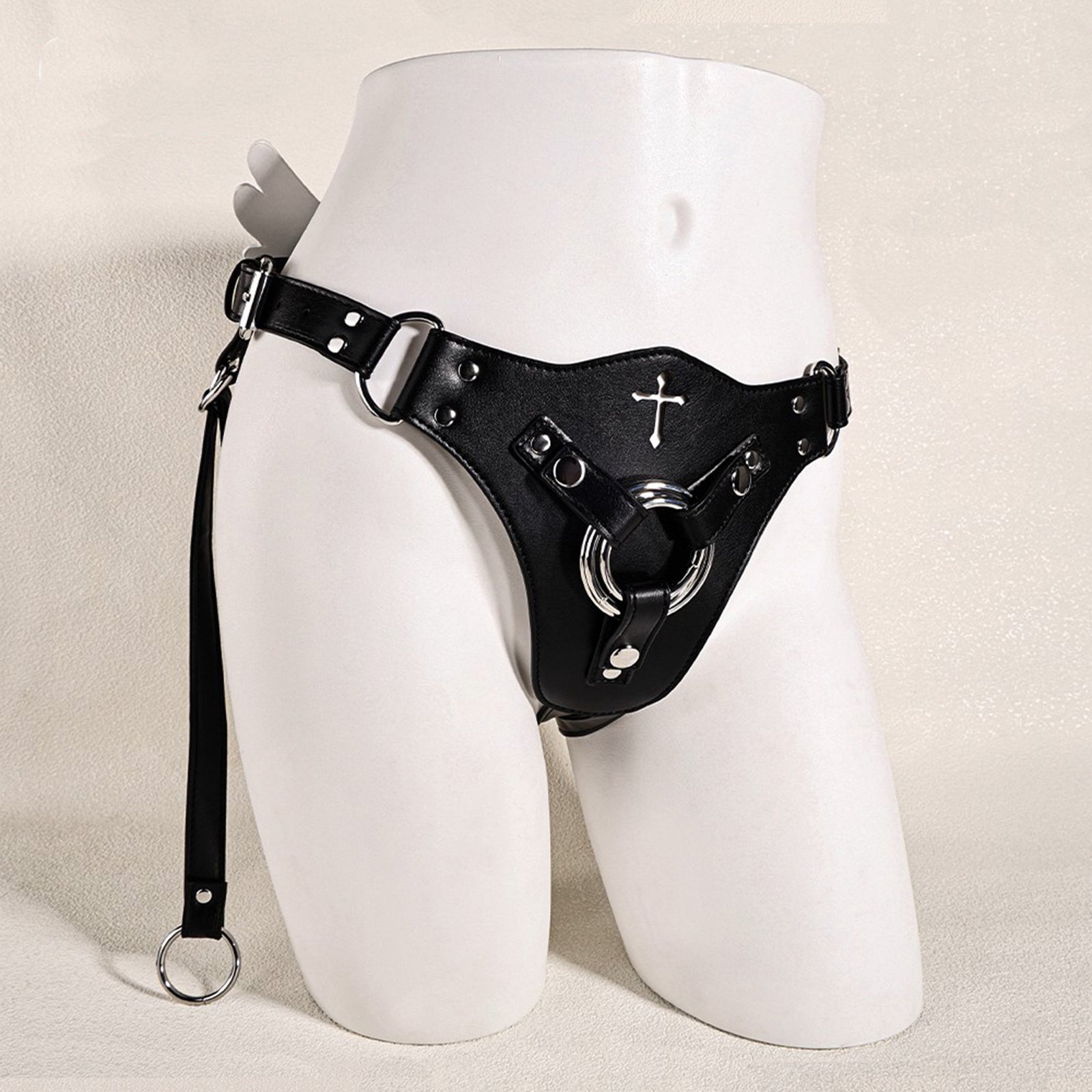 MinYn アナルプラグ固定用パンツ 三つのリング付き PU 女性向け - TaRiss's