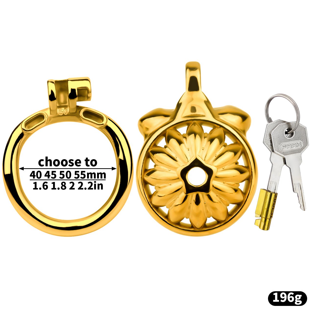 MinYn 貞操具 貞操帯 中空拘束具 長時間装着可能 ステンレス製 鍵付き 男性用 SM ゴールド - TaRiss's