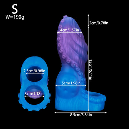 NIGHTLOOM ペニスサック 凹凸あり 非貫通式 タコの触手 吸盤 ペニスリング 陰茎袖 混色仕様 液体シリコン - TaRiss's