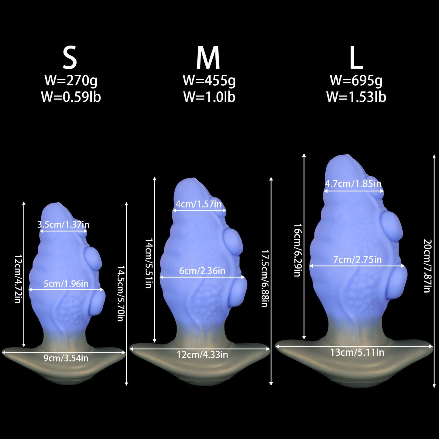 NIGHTLOOM アナルプラグ タコ 触手 アンカー形台座 凹凸あり 混色仕様 三つのサイズ - TaRiss's