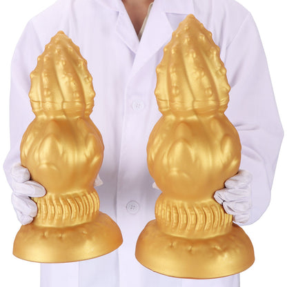 NIGHTLOOM アナルプラグ 凹凸あり 三段階刺激設計 つぼみ シリコン製 吸盤付き ゴールド 四つのサイズ - TaRiss's