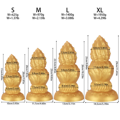 NIGHTLOOM アナルプラグ 凹凸あり 三段階刺激設計 つぼみ シリコン製 吸盤付き ゴールド 四つのサイズ - TaRiss's