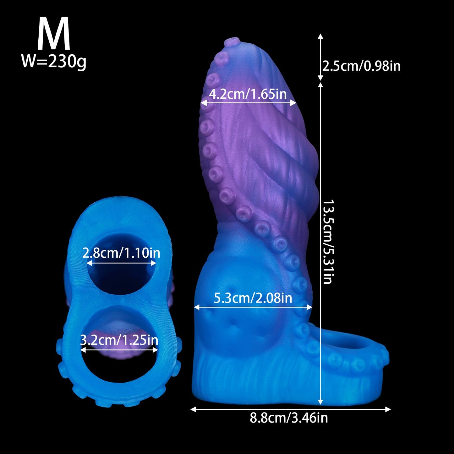 NIGHTLOOM ペニスサック 凹凸あり 非貫通式 タコの触手 吸盤 ペニスリング 陰茎袖 混色仕様 液体シリコン - TaRiss's