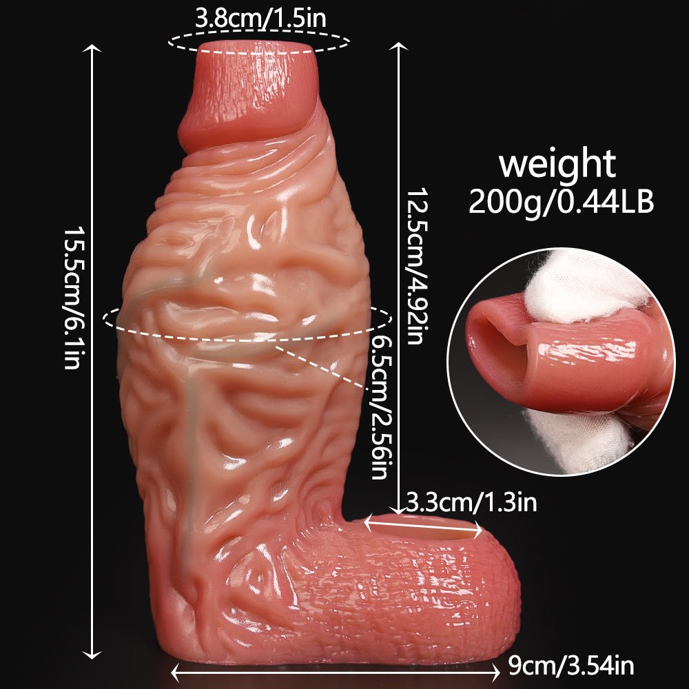 NIGHTLOOM ペニスサック 貫通式 凹凸あり リアルな血管 陰茎袖 ペニスリング 液体シリコン - TaRiss's