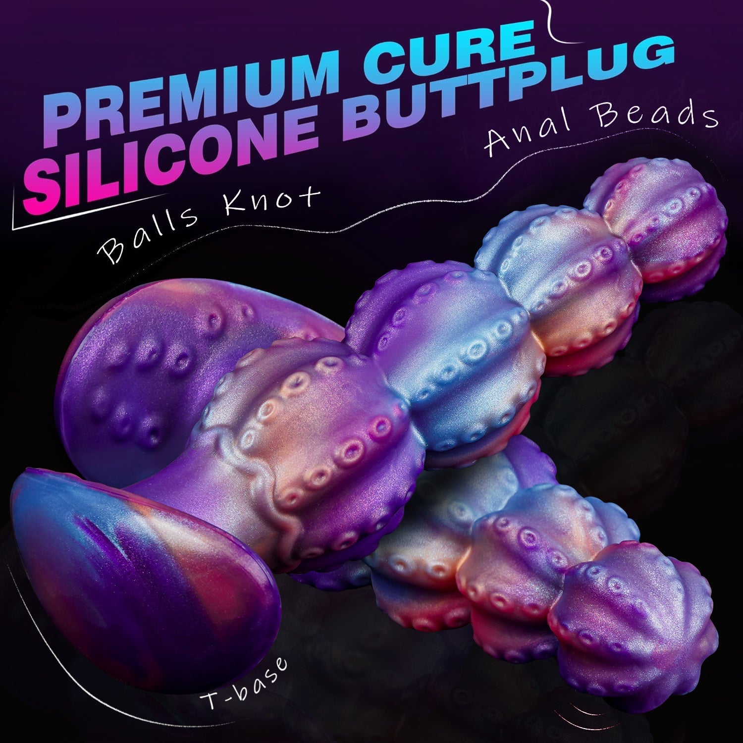 NIGHTLOOM アナルプラグ 凹凸あり アンカー形台座 液体シリコン 混色仕様 - TaRiss's