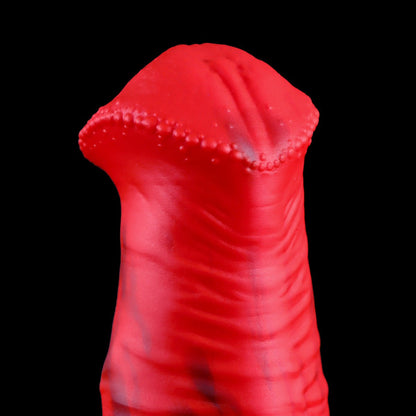 NIGHTLOOM ペニスサック 非貫通式 凹凸あり 馬スタイル 陰茎袖 ペニスリング レッド 液体シリコン - TaRiss's