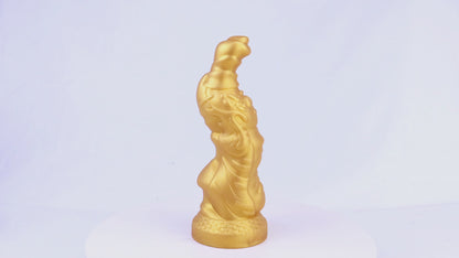 TaRiss's Analplug, Analentwicklung, G-Punkt-Stimulation, Saugnapf, Spezifikation, mit Warzen, unebenem flüssigem Silikon, Gold, 7 cm x 22,5 cm