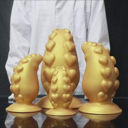 MAPARON タコ足 アナルプラグ 凹凸あり 液体シリコン ゴールド色 全四サイズ