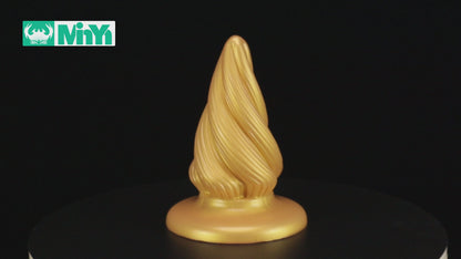 MinYn アナルプラグ ゴールド 凹凸あり 液体シリコン 吸盤付き 7.2x16cm