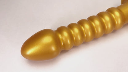 MinYn アナルプラグ ゴールド 凹凸あり 液体シリコン 吸盤付き 二つのサイズ