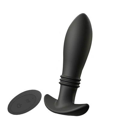 TaRiss's アナルバイブ バイブレータ ピストン可能 10段階振動とピストンモード リモコン付き 蕾形 アンカー形台座 シリコン ブラック 3.9cmx14.5cm - TaRiss's