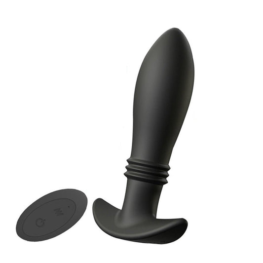 TaRiss's アナルバイブ バイブレータ ピストン可能 10段階振動とピストンモード リモコン付き 蕾形 アンカー形台座 シリコン ブラック 3.9cmx14.5cm - TaRiss's