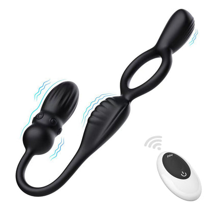 TaRiss's 電動ペニスリング アナルプラグ付き 10段階振動モード リモコン付き 多種用途 シリコン ブラック - TaRiss's