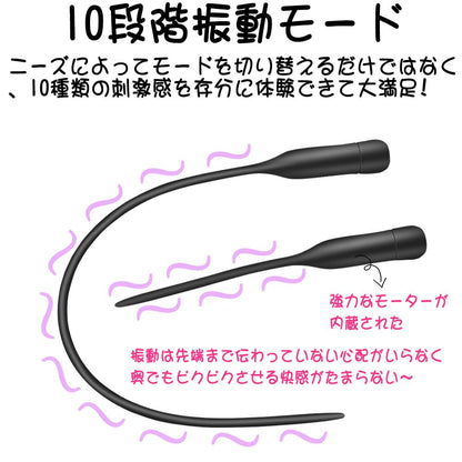 TaRiss's 尿道バイブ 尿道ブジー 尿道プラグ 10段階振動モード 静音防水 USB充電 多種用途 シリコン ブラック - TaRiss's