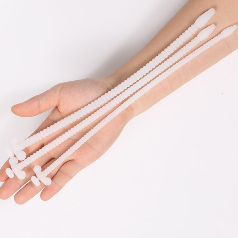 TaRiss's 尿道ブジー 尿道プラグ 貫通式 蓋付き ネジ山形 尿道責め 尿道拡張 シリコン製 - TaRiss's